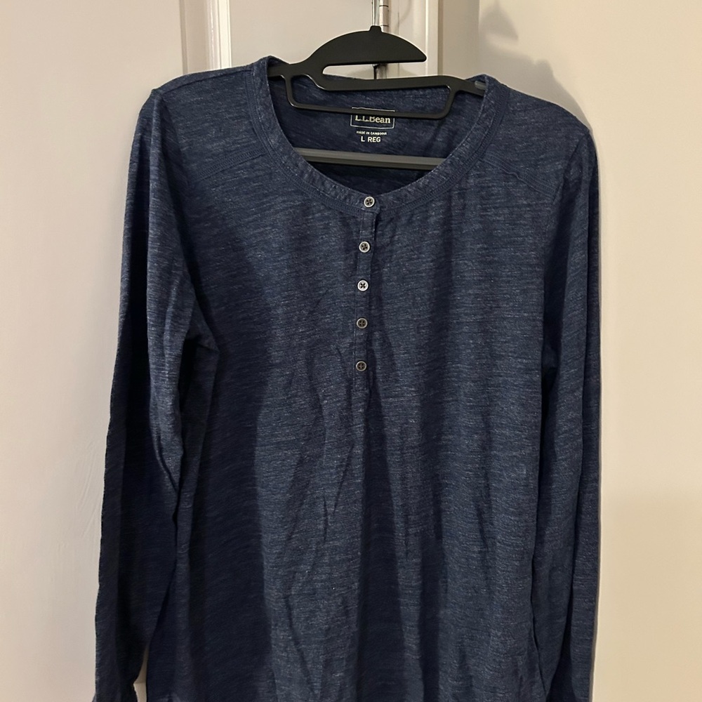 L.L. Bean Women's Blue Jersey Top Large